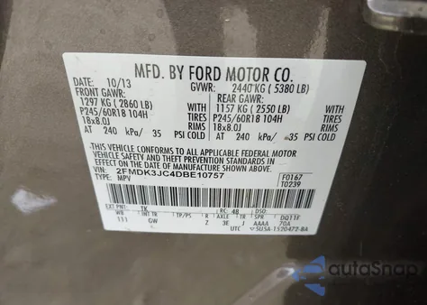 2013 Ford Edge Sel из США, поврежденный, VIN 2FMDK3JC4DBE10757